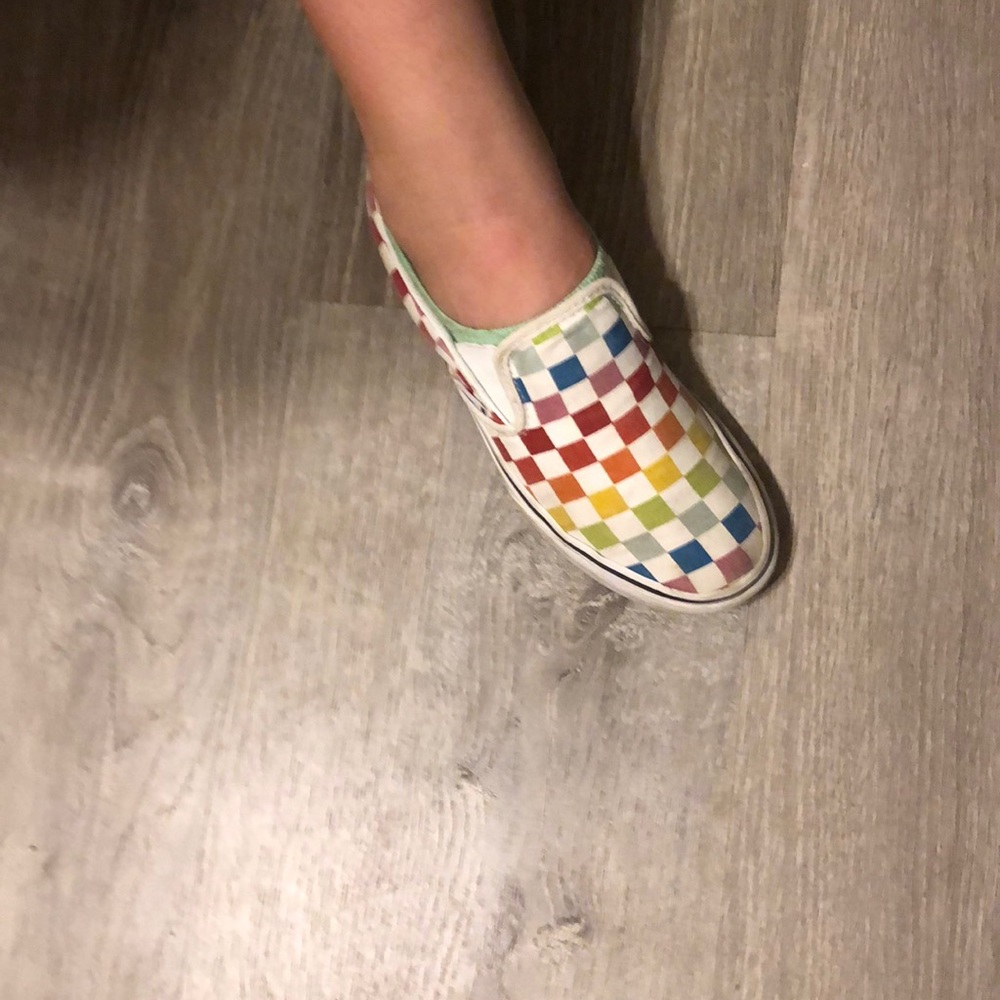Multi colored checkered Vans
